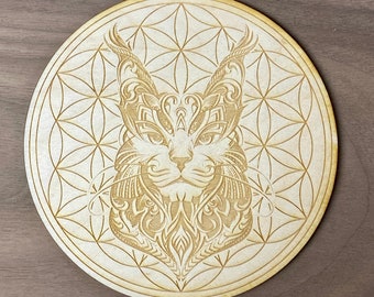 Lynx Flower of Life Crystal Grid   - Lynx Crystal Grid - Altar Decoration