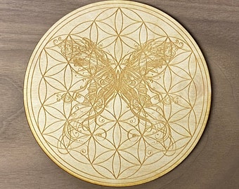 Butterfly Flower of Life Crystal Grid    - Altar Decoration