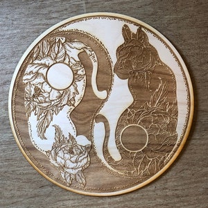 Yin Yang Cat Crystal Grid - Cat Crystal Grid - Altar Dekoration