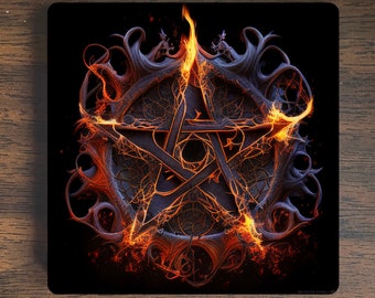 Flaming Pentagram Magnet - Pentagram Magnet - Spiritual Magnet - Witch Magnet - Refrigerator Magnet