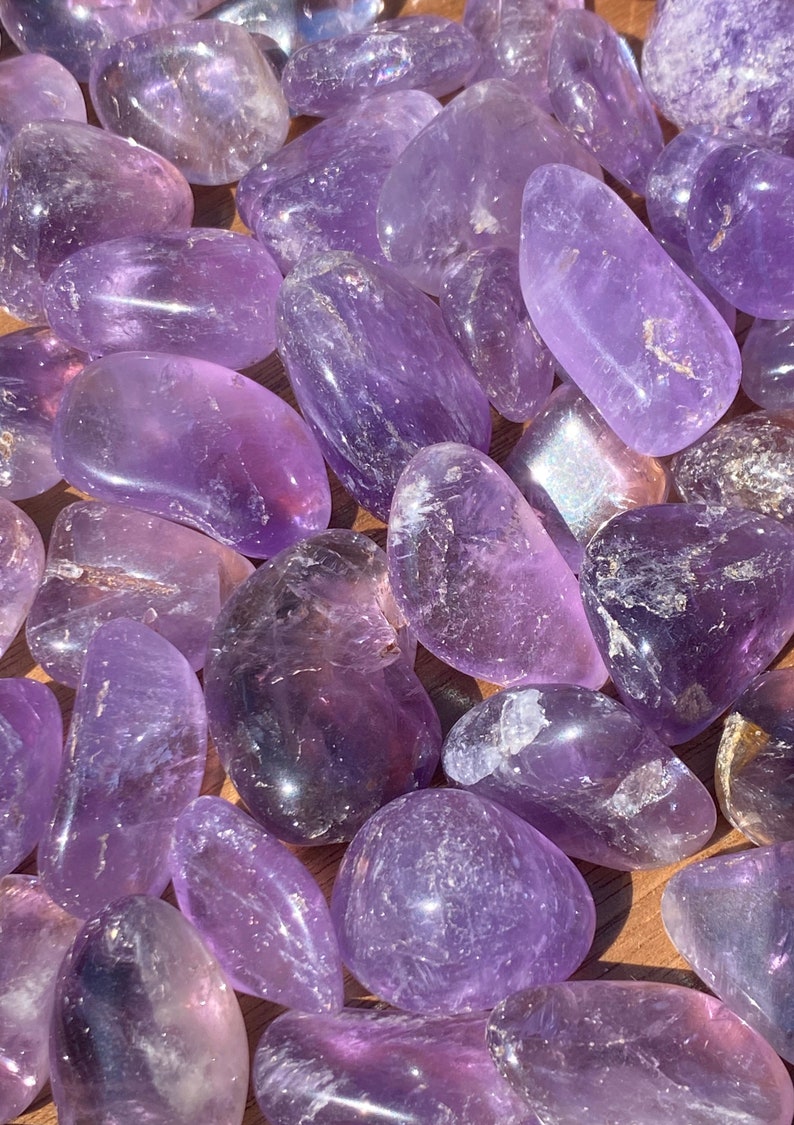 Amethyst TUMBLED A Grade Stone Brazil Tumbled Amethyst Third Eye Stone Healing Crystal Healing Stone image 5