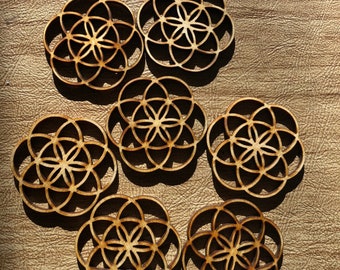 Flower of Life Wooden Beads - Great for Earrings - Pendants - Art Projects - Can be Painted - Sacred Geometry - Sacred Symbols