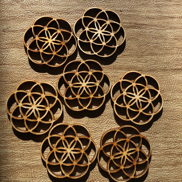 Flower of Life Wooden Beads - Great for Earrings - Pendants - Art Projects - Can be Painted - Sacred Geometry - Sacred Symbols