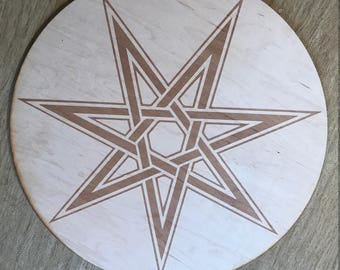 Faery Star Crystal Grid - Seven Pointed Septagram Crystal Grid  - Altar Decoration