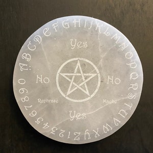 Selenite Laser Engraved Charging Platform Pendulum Board - Sacred Geometry - Engraved Selenite - Crystal Cleansing