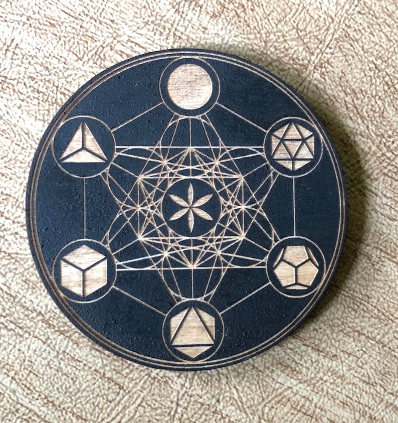 Painted Metatron's Cube Magnet Metatron's Cube Platonic Solids Mandala Magnet Inspirational Magnets Refrigerator Magnet 3 inch image 1