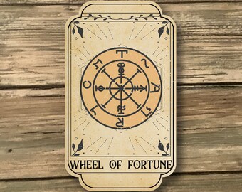 Wheel of Fortune Tarot Card Magnet - UV-Printed 3" Height - Symbolic Cycles of Life - Wheel Tarot Card Magnet
