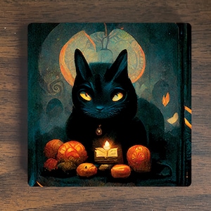 Halloween Magnet - Halloween Cat Magnet - Spooky Magnet -  Refrigerator Magnet - Cat Magnet