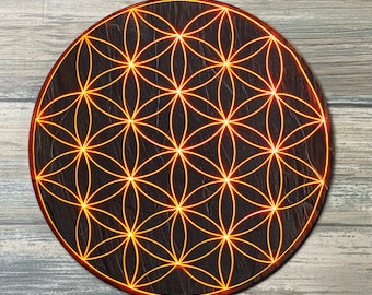 Flower of Life Crystal Grid Color - Flower of Life Altar Decoration