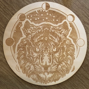 Tiger Moon Phase Crystal Grid - Tiger Crystal Grid    - Altar Decoration
