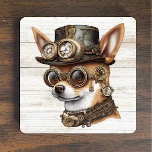 Imán de cachorro Steampunk - Chihuahua encantador con un giro mecánico - Imán de Chihuahua - Imán Steampunk - Imán de Chihuahua Steampunk