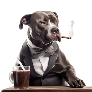 Pit Bull Terrier para fumar cigarros amantes del café - Pit Bull Terrier para fumar cigarros - Pit Bull Terrier PNG -, Poker Pit Bull - Archivo digital