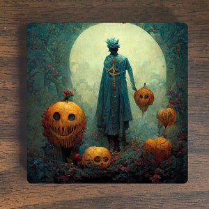 Halloween Magnet - Halloween Scene Magnet - Spooky Magnet -  Refrigerator Magnet - Pumpkin Magnet