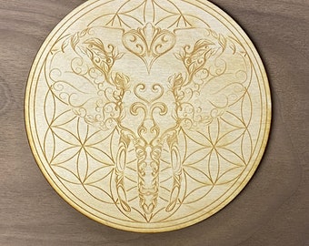 Elephant Flower of Life Crystal Grid    - Altar Decoration