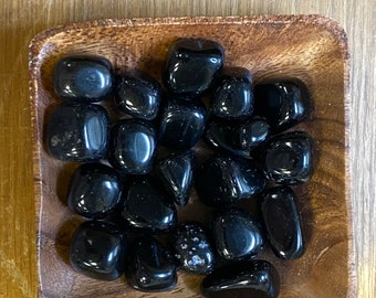 Black Obsidian TUMBLED  MEDIUM - Tumbled Black Obsidian - Grounding Protection - Root Chakra - Base Chakra - Energy Healing