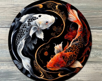 Koi Fish Crystal Grid Color - Koi FIsh Altar Decoration - Yin Yang Koi Fish