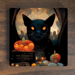 Halloween Magnet - Halloween Cat Magnet - Spooky Magnet -  Refrigerator Magnet - Cat Magnet