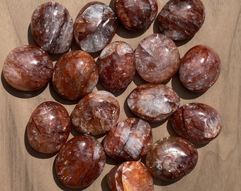 Red Hematoid Quartz PALM STONE - Hematoid Quartz Pebbles