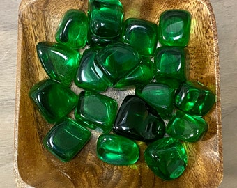 Green Obsidian TUMBLED - GLASS Manmade - Green Obsidian - Heart Chakra Stone -  Love Crystal -  healing crystals and stones