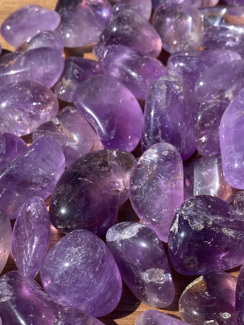 Amethyst TUMBLED A Grade Stone Brazil Tumbled Amethyst Third Eye Stone Healing Crystal Healing Stone image 2