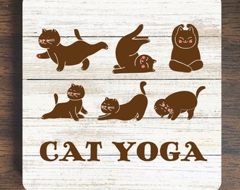 Cat Yoga Magnet - Yoga Magnet - Cat Magnet -  Refrigerator Magnet