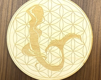 Mermaid Flower of Life Crystal Grid   - Altar Decoration