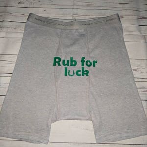 Reiben Sie für Glück / Herren Boxershorts / Custom Boxershorts / Strumpf Stuffer Geschenk für Männer / Geschenk Mann / Mann Geschenk / lustig Geschenk für Männer