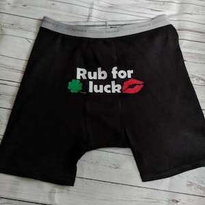 Reiben Sie für Glück / Herren Boxer Slips / Custom Boxer Slips/Stoking Stuffer / Mann Geschenk / Mann Geschenk / lustiges Geschenk für Männer