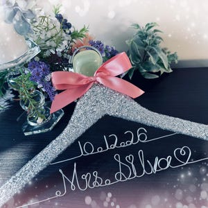 Rose/gold Glitter 2 line CUSTOM Wedding Hanger,Bridal Hanger,Personalized wedding Hanger,Bride's Gift,Bridesmaid Hangers,Custom Made Hanger