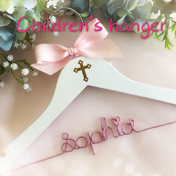 Children's hanger,Baby/kids Hanger,cross hanger, Baptism gift,Name Hanger, flower girl hanger, Baptism dress hanger, baby shower