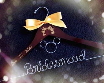 Disney wedding, Mickey Mouse Hanger,Personalized wedding Hanger,Disney Bride hange,Bridesmaid Hangers,Custom Hanger,Mrs Hanger,Shower Gift