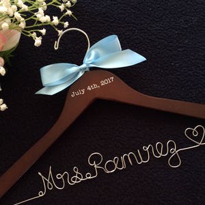 CUSTOM Wedding Hanger with date, Bridal Hanger,Personalized wedding Hanger,Bridesmaid Hangers,Custom Made Hanger,Mrs Hanger,Shower Gift