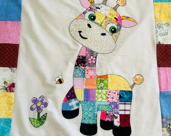 Patchwork Giraffe Quilt Anleitung: Babydecke Applikation, Wandbehang (PDF Sofort-Download)