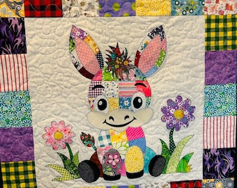 Patchwork Donkey Quilt Paper Pattern, baby blanket, wall hanging, applique, farm