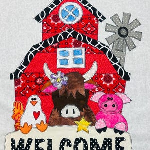 Barn of Friends Quilt Pattern: Applique Farm Animals (PDF Download)