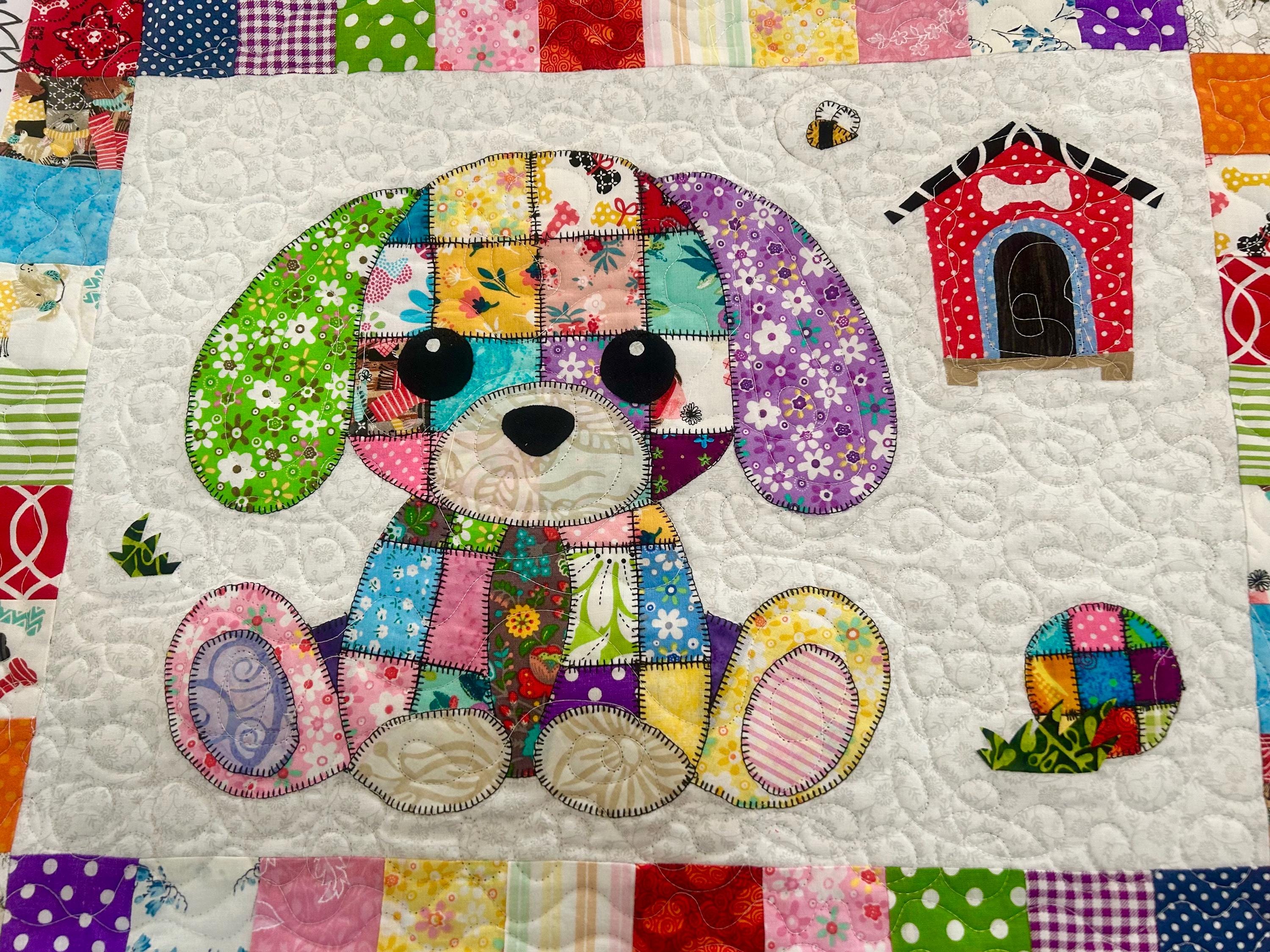 Patchwork Puppy Quilt Pattern, PDF Instant Download, Baby Blanket, Wall ...