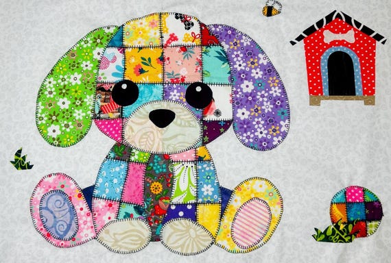 卸売パッチワークパピーキルトパターン：アップリケ犬ベビー