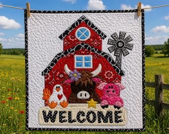 Barnyard Friends Applique Quilt Paper Pattern: Farm Animal Wall Hanging