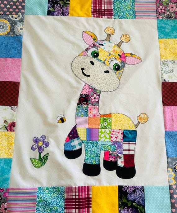 Patchwork Giraffe Quilt Pattern: Applique Baby Blanket, Wall Hanging (PDF Download