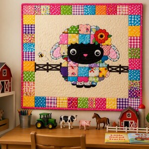 5 Patchwork Lamb Quilt Patterns: Baby Blanket, Wall Hanging (PDF Download)