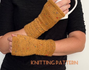 Knit fingerless gloves pattern, knit mitts instructions, knitting pattern, Celer mitts, softknitshome