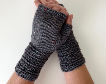 Knit fingerless gloves, grey handwarmers, handknit arm warmers, knit wrist warmers, winter spring autumn gloves, knit mitts