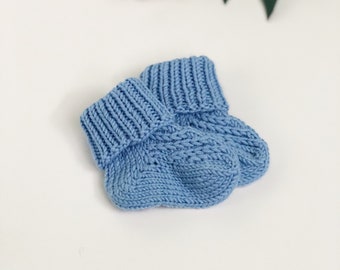 Knit baby socks, merino wool socks for kids, blue socks, baby shower gift, unisex infant socks