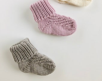 Knit baby socks, baby gift, knit merino wool socks for boy and girl, 0-6 months old socks, newborn socks, baby showers gift, softknitshome