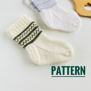 Knit Baby Socks Pattern: Fair Isle, 0-3 Months (Digital Download)