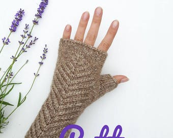 Knit fingerless gloves pattern armwarmers handwarmers tutorial pdf diy instruction knitted mittens