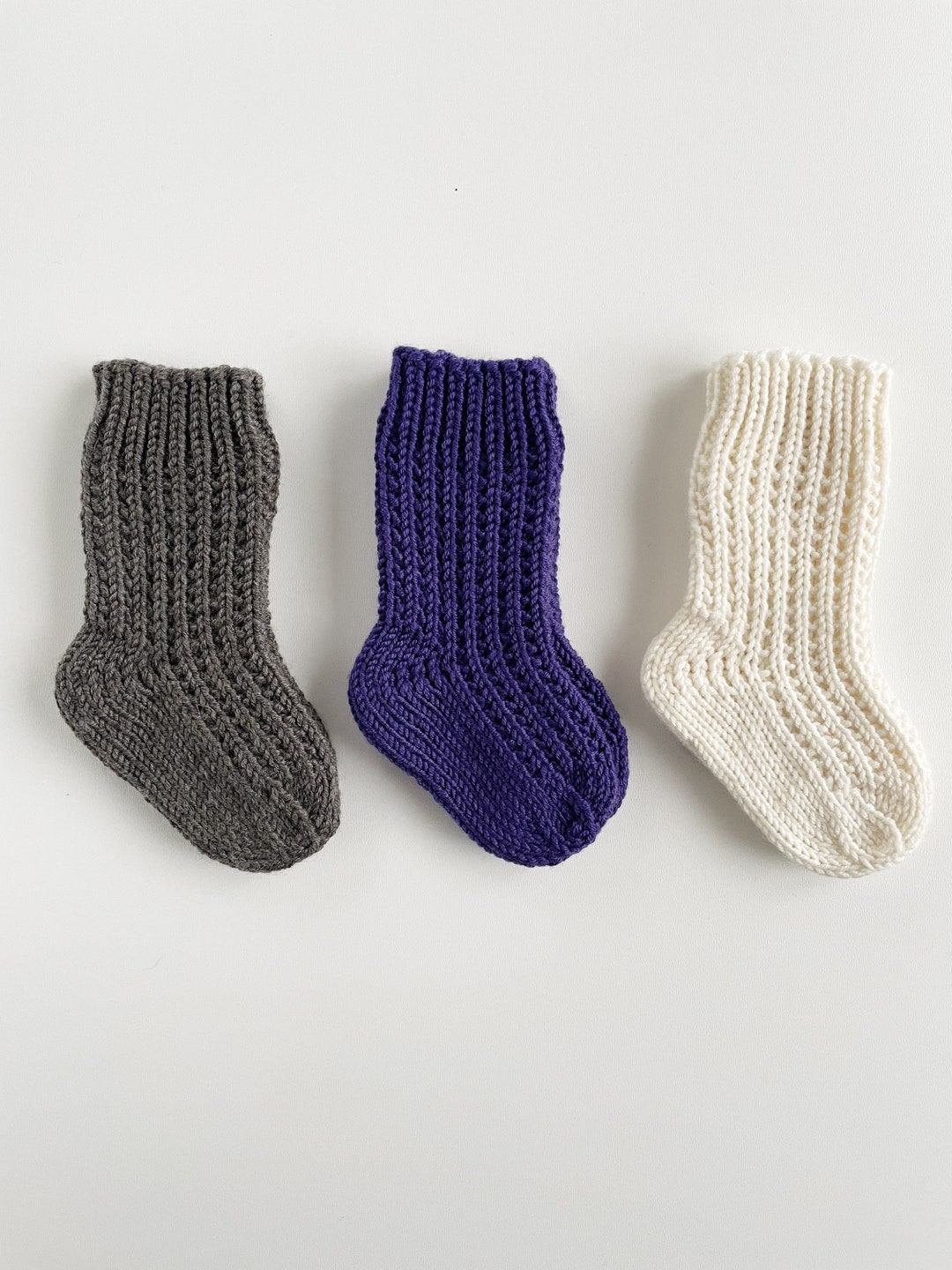 Knit Baby Socks, Baby Gift, Knit Merino Wool Socks for Boy and Girl, 0