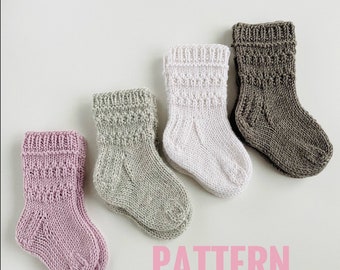 Knit baby socks pattern, socks knitting pattern , unisex baby knitwear, new born boy and girl socks, diy baby showers gift