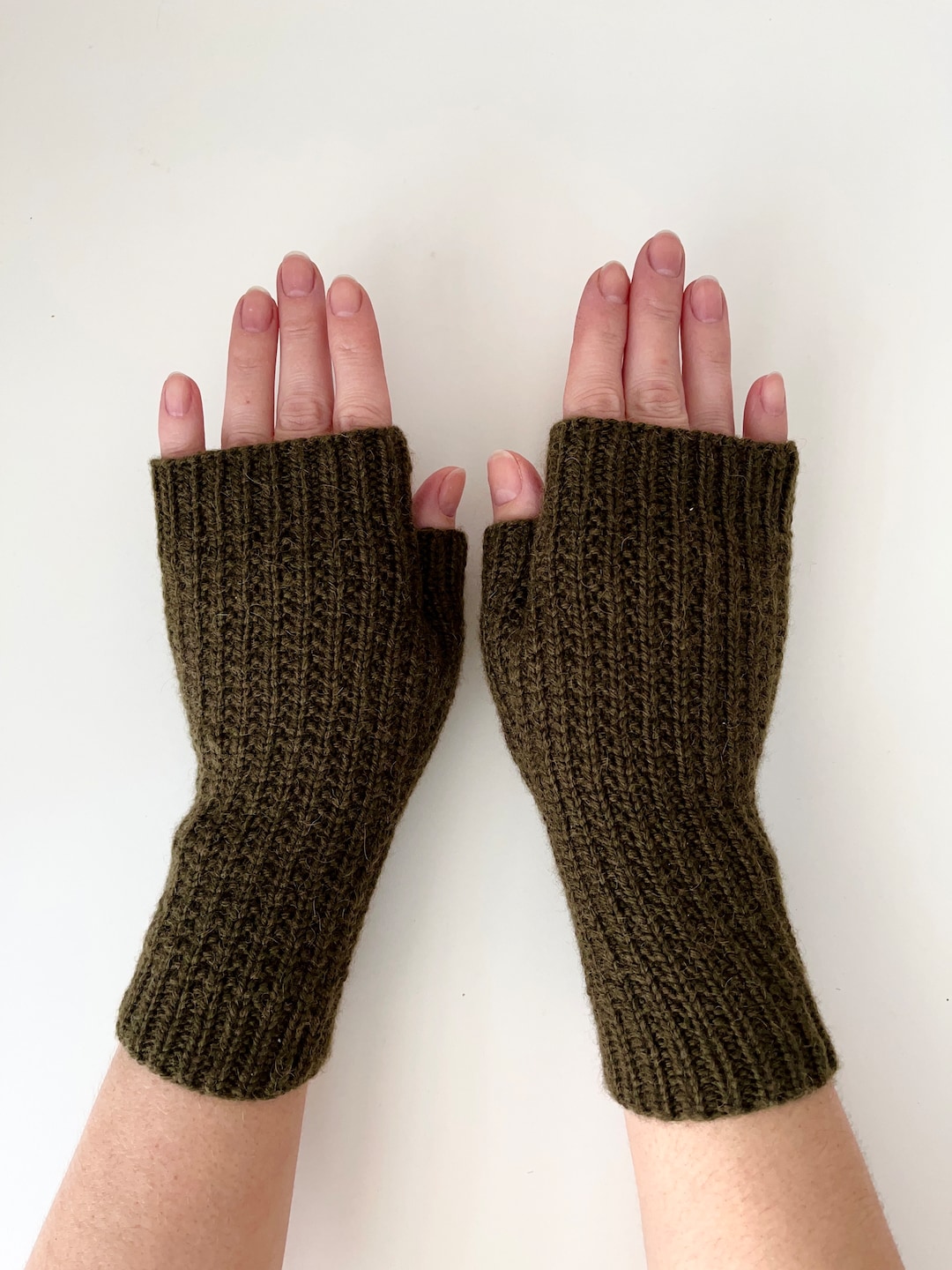 Knit Fingerless Gloves, Merino Wool Mitts, Womens Hand Warmers, Wrist