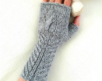 Outlander Claire's Knit Fingerless Gloves Pattern: Cable Knit Mitts (PDF)